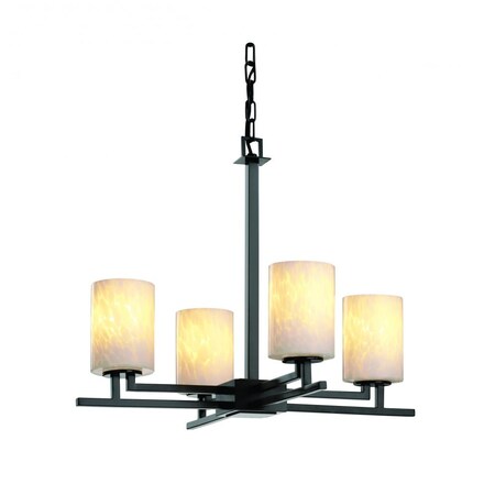 Justice Design FSN-8700-20-OPAL-NCKL Aero Four Light Chandelier, Glass Options: OPAL: Opal Glass Shade, Choose Finish: Brushed Nickel Finish, Choose Lamping Option: Standard Lamping